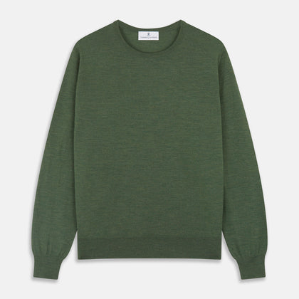 Bottle Green Merino Kingston Crew Neck Jumper Image 1
