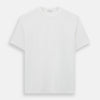 View 1 of product Experience comfort in the Turnbull & Asser White Short-sleeve Pyjama Shirt—a plain crew neck T-shirt laid flat on a white background, perfect as elevated loungewear or a sleek pyjama essential.