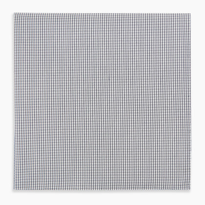 Navy Blue Shadow Grid Check Hand-Rolled Handkerchief Image 3