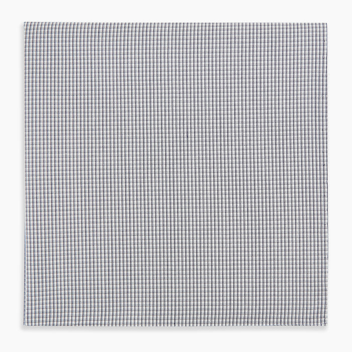 Navy Blue Shadow Grid Check Hand-Rolled Handkerchief Image 3