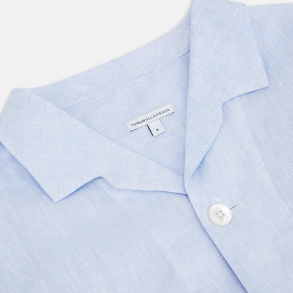 Pale Blue Linen Pyjama Shirt Image 1