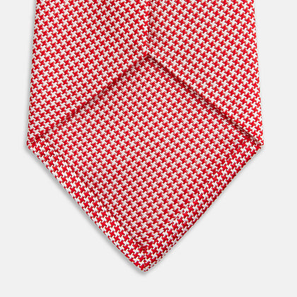Red Houndstooth Silk Tie Image 3