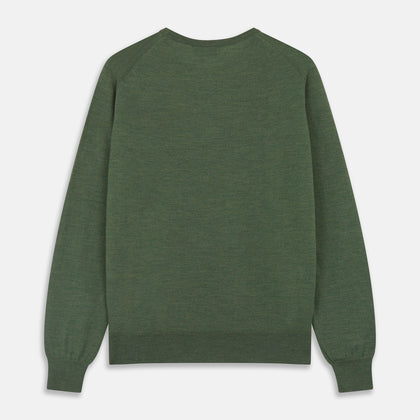 Bottle Green Merino Kingston Crew Neck Jumper Image 4