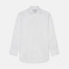 View 1 of product The Turnbull & Asser White Cotton Voile Regular Fit Mayfair Shirt features long sleeves, a pointed collar, button-down front, and buttoned cuffs, displayed flat against a plain white background.