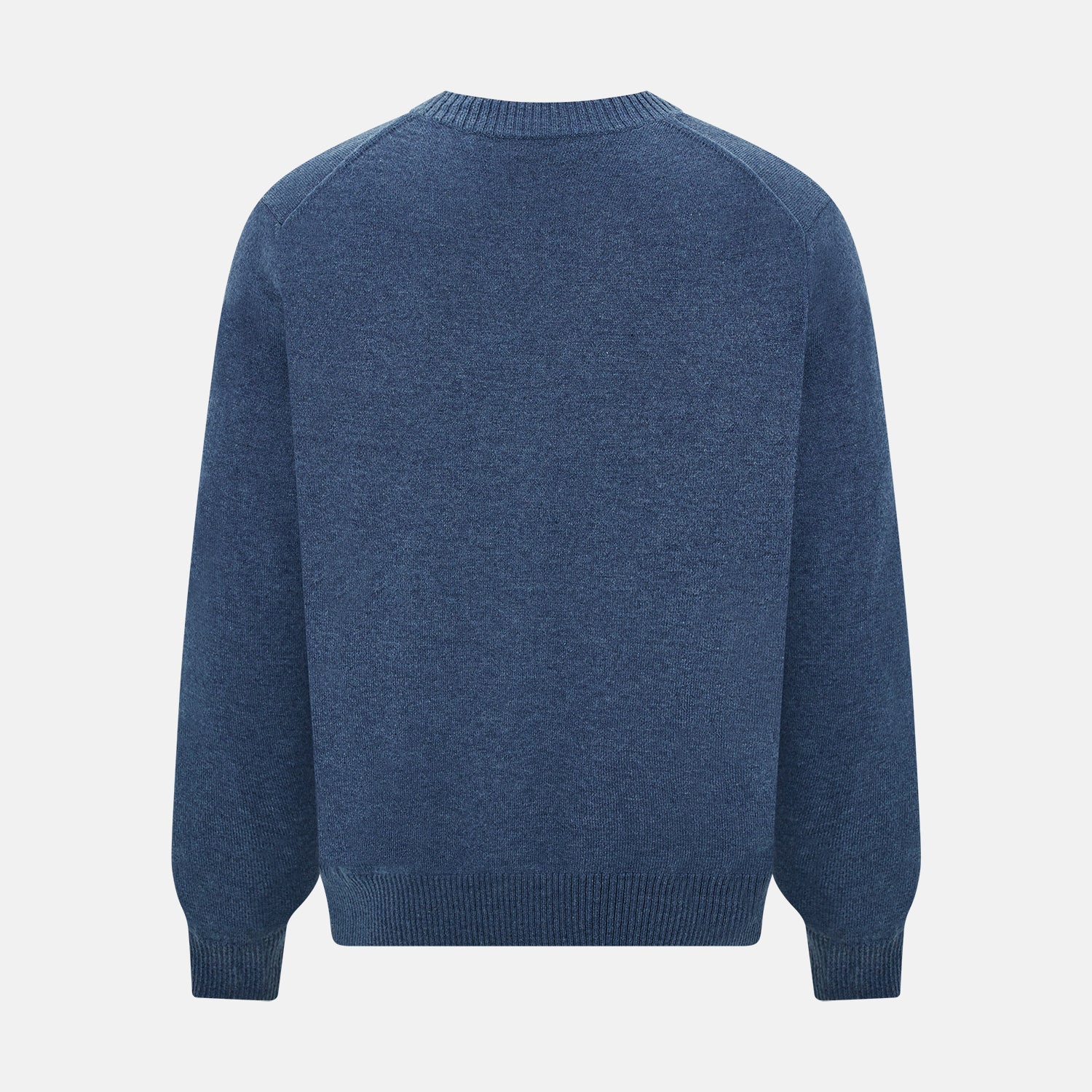 View 3 of product Turnbull & Asser Blue Cashmere Cardigan in soft knit, with black buttons, ribbed cuffs and hem, and two front pockets in vibrant colours—shown on a plain white background.