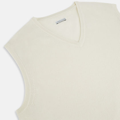 Ivory Cashmere V-neck Vest Image 1