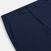 View 2 of product Turnbull & Asser Navy Winston Trousers in high-twist cotton, featuring a straight-leg cut, button and zipper closure, belt loops, and side pockets, displayed on a plain white background.