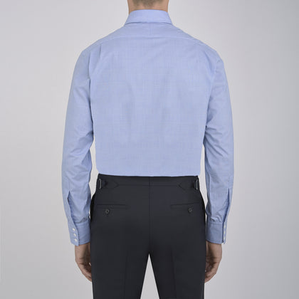 Blue Prince of Wales Check Shirt with T&A Collar and 3-Button Cuffs Image 5