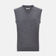 The Turnbull & Asser Slate Grey Melange V-neck Cashmere Vest is a plain, sleeveless jumper shown against a white background.
