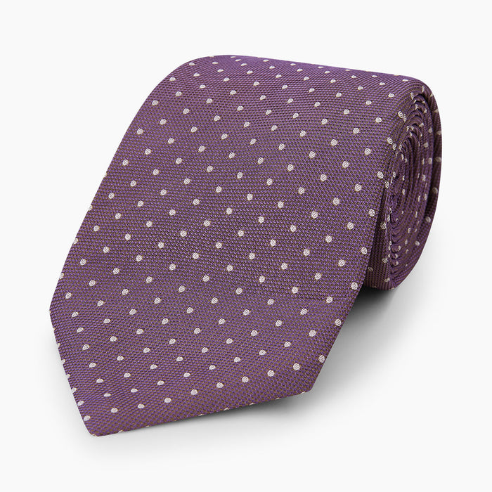 Lilac and Purple Micro Dot Silk Tie Image 4