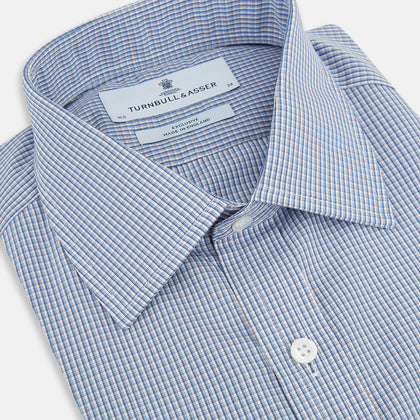 Pale Blue Micro Graph Check Mayfair Shirt Image 1