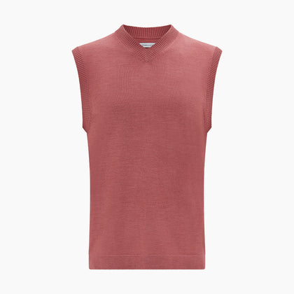 Antique Pink Fine Merino V-Neck Vest Image 3