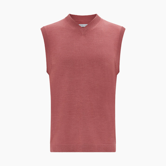 Antique Pink Fine Merino V-Neck Vest Image 3