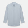 View 1 of product The Dove Grey Mayfair Shirt by Turnbull & Asser is a long-sleeve button-up with a collar, front pocket, and white buttons, crafted from soft sanforised cotton and laid flat on a white background.