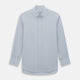 The Dove Grey Mayfair Shirt by Turnbull & Asser is a long-sleeve button-up with a collar, front pocket, and white buttons, crafted from soft sanforised cotton and laid flat on a white background.