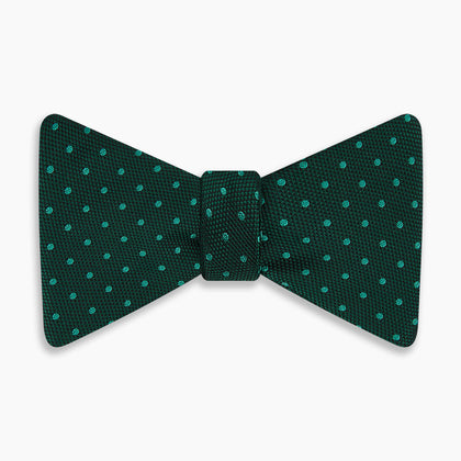 Turquoise and Forest Green Mirco Dot Silk Bow Tie Image 3