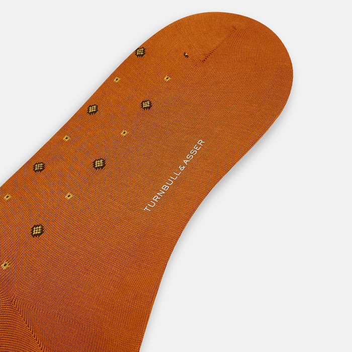 Orange Patterned Mid-Length Socks Image 2