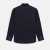 View 3 of product The Navy Twill Windsor Shirt by Turnbull & Asser features long sleeves, a button-up front, British craftsmanship, and a refined Windsor collar, shown in dark navy on a plain white background.