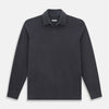 View 1 of product The Charcoal Rugby Polo Shirt by Turnbull & Asser is a pure cotton, long-sleeve polo in charcoal grey, featuring a collared open V-neck with no buttons, displayed flat on a white background.