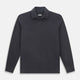 The Charcoal Rugby Polo Shirt by Turnbull & Asser is a pure cotton, long-sleeve polo in charcoal grey, featuring a collared open V-neck with no buttons, displayed flat on a white background.