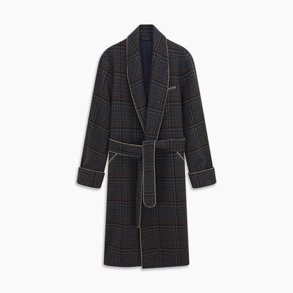 Charcoal Grey Check Wool Pierce Gown Image 5