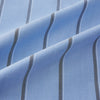 View 8 of product The Sky Blue Track Stripe Westminster Shirt by Turnbull & Asser features long sleeves, a Turnbull collar, and vertical dark blue and white stripes, displayed flat on a white surface.