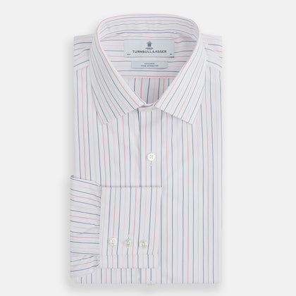 Pink and Blue Wide Pinstripe Mayfair Shirt Image 4