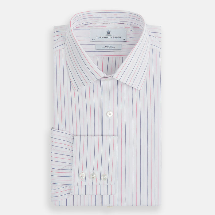 Pink and Blue Wide Pinstripe Mayfair Shirt Image 4