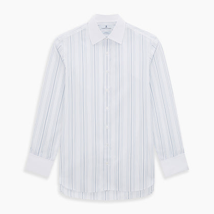 Pale Blue Multi Stripe Shirt with Contrast Collar and Double Cuffs Image 6