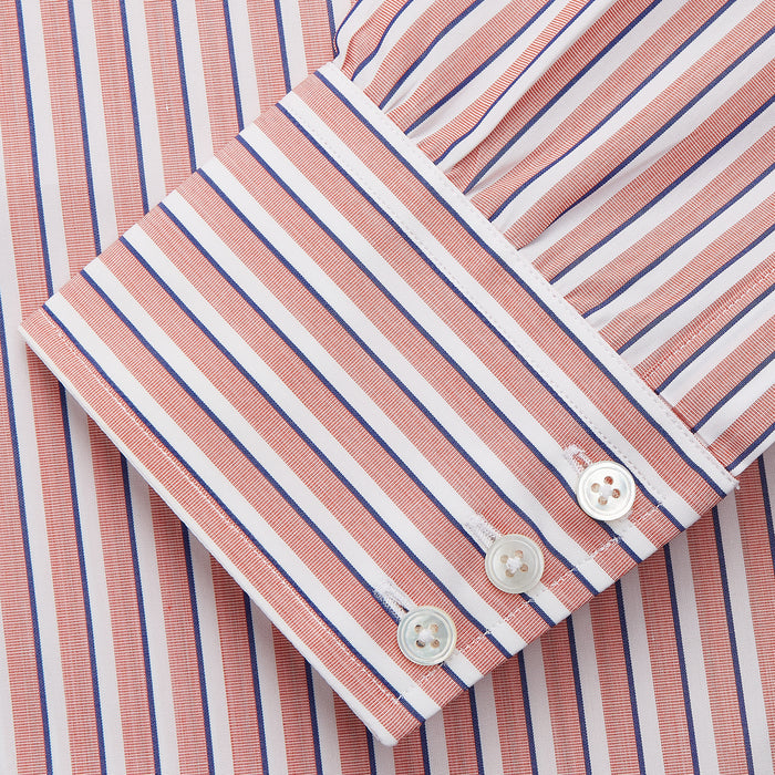 Orange and White Stripe Cotton Regular Fit Mayfair Shirt Image 2
