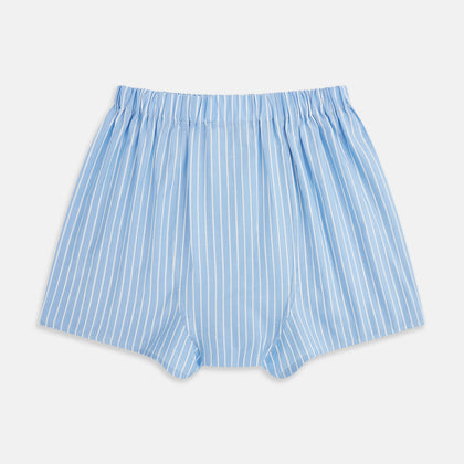 White and Blue Stripe Godfrey Boxer Shorts Image 1