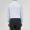 View 3 of product A Tailored Fit Blue Fine Bengal Stripe Shirt with a Kent Collar and 2-button cuffs by Turnbull & Asser, neatly folded and displayed against a plain white background.