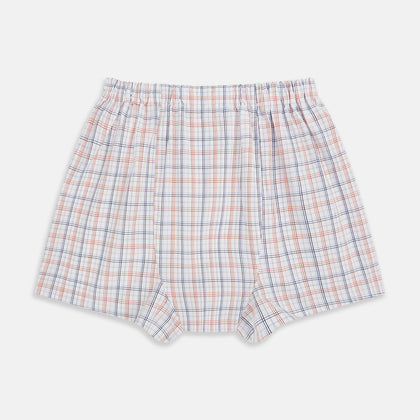 Blue and Orange Multi Graph Check Godfrey Boxer Shorts Image 1