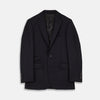 View 1 of product The Turnbull & Asser Navy Escorial Wool Jacket is a tailored men's blazer featuring notch lapels, a single-breasted one-button front, and multiple pockets, shown flat against a white background.