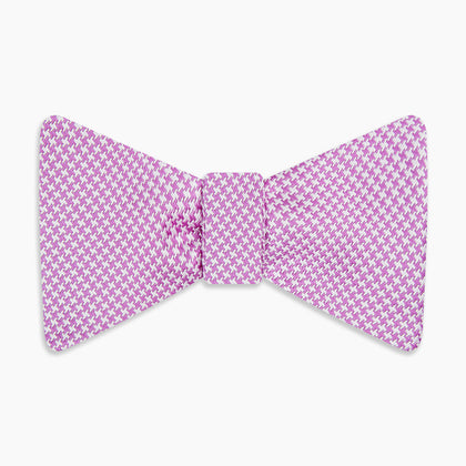 Pink and White Hounstooth Silk Bow Tie Image 3