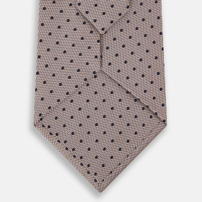 Navy and Lilac Micro Dot Silk Tie Image 2