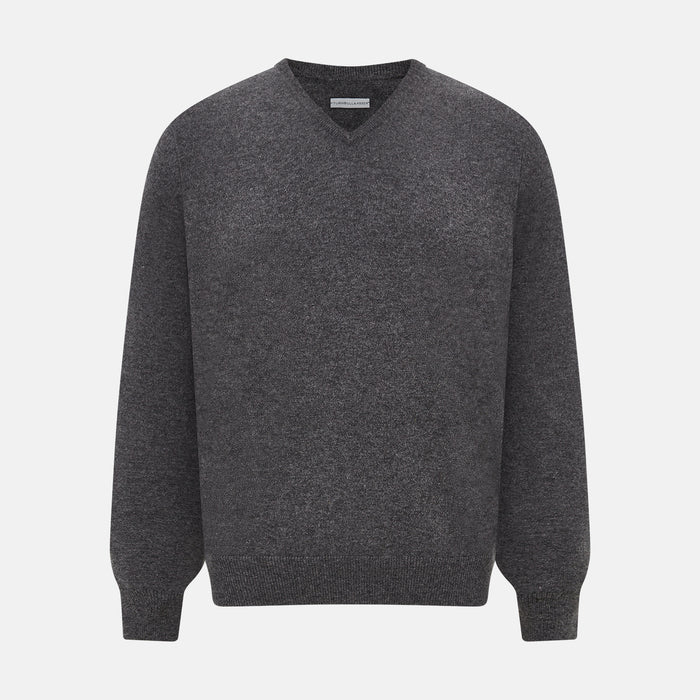 Charcoal Grey Cashmere V-neck Jumper