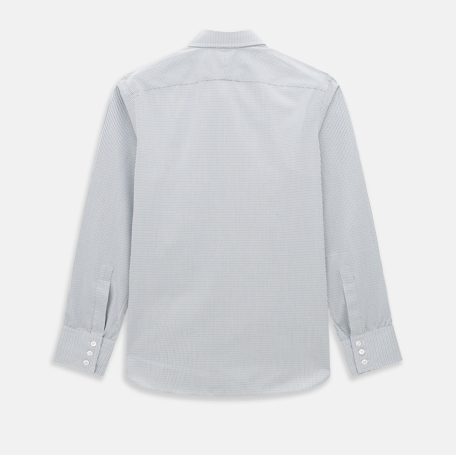 View 3 of product A forest green micro tattersall Westminster shirt by Turnbull & Asser with long sleeves, pointed collar, button-down front, and a tailored fit is displayed flat on a white background.