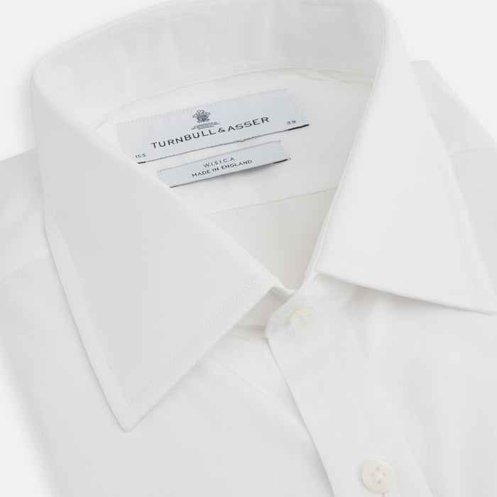 White West Indian Sea Island Cotton Shirt with T&A Collar and 3-Button Cuffs Image 1