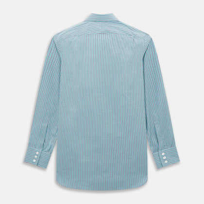 Turquoise Ticking Stripe Mayfair Shirt Image 2