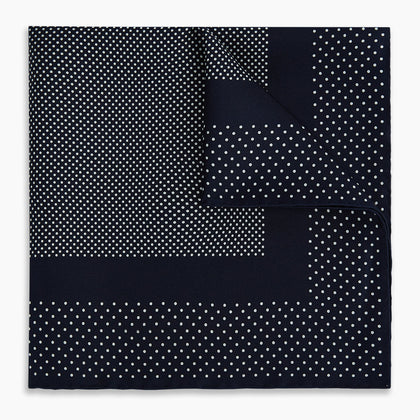 Navy and White Dot Silk Pocket Square Image 4