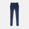 View 1 of product Turnbull & Asser Navy Plain Trousers: tailored slim-fit design with belt loops, front pockets, and button closure, shown against a white background.