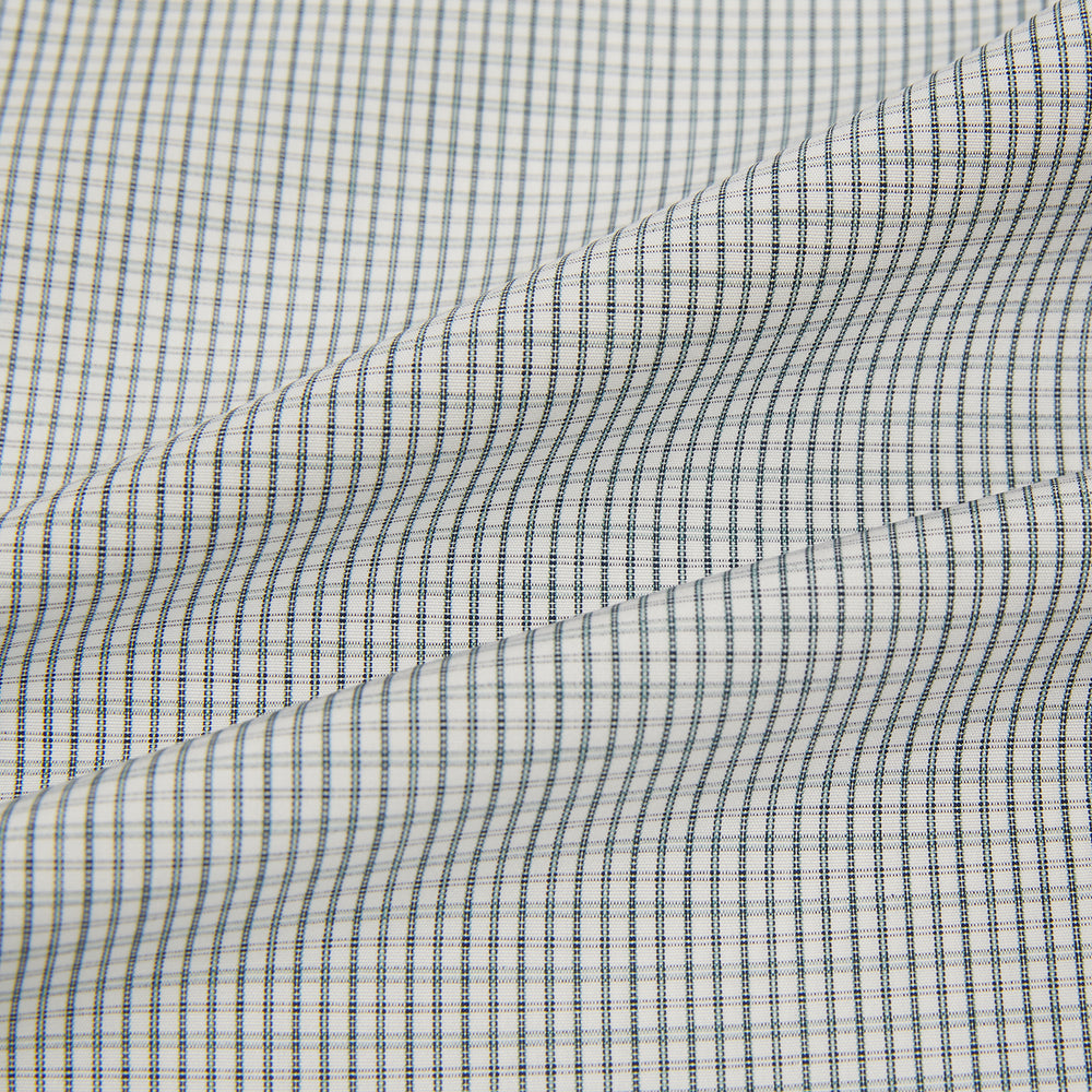 A forest green micro tattersall Westminster shirt by Turnbull & Asser with long sleeves, pointed collar, button-down front, and a tailored fit is displayed flat on a white background.