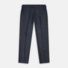 View 1 of product The Turnbull & Asser Navy Check Wool and Cashmere Blend Wilson Trousers feature a subtle plaid, belt loops, front pleats, and a straight-leg fit, displayed against a light background.
