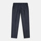 The Turnbull & Asser Navy Check Wool and Cashmere Blend Wilson Trousers feature a subtle plaid, belt loops, front pleats, and a straight-leg fit, displayed against a light background.