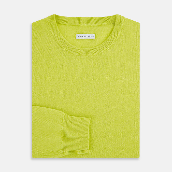 Lemon Green Cashmere Round Neck Jumper Image 6