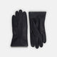 A pair of Turnbull & Asser Navy/Grey Cashmere-Lined Hairsheep Leather Gloves with visible stitching and soft cashmere lining. One glove is palm up, the other palm down, displayed side by side on a white background.