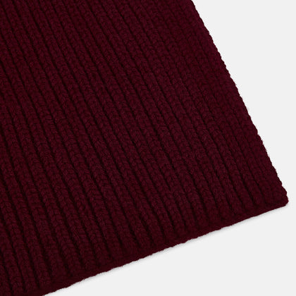 Burgundy Rib-Knit Cashmere Scarf Image 1