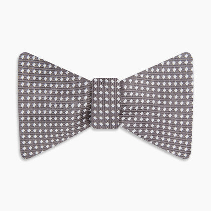 Grey and White Diamond Silk Bow Tie Image 3