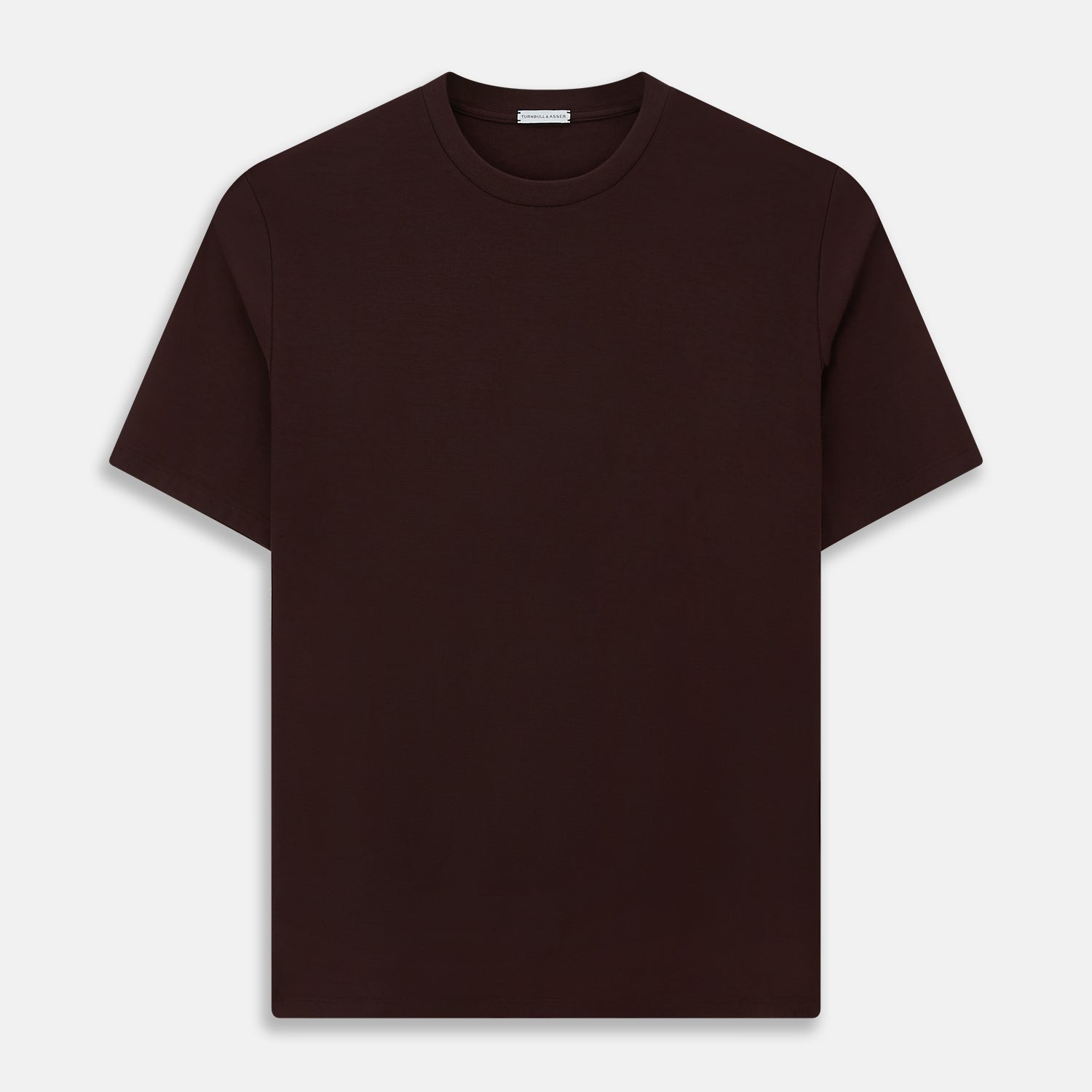 View 1 of product The Turnbull & Asser Burgundy Short-Sleeve T-shirt, featuring a crew neckline and clean design with no visible logos, is shown against a white background for a timeless and versatile look.